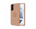 Funda Silicona Líquida Ultra Suave con Anillo para Samsung Galaxy S21+ Plus 5G color Rosa
