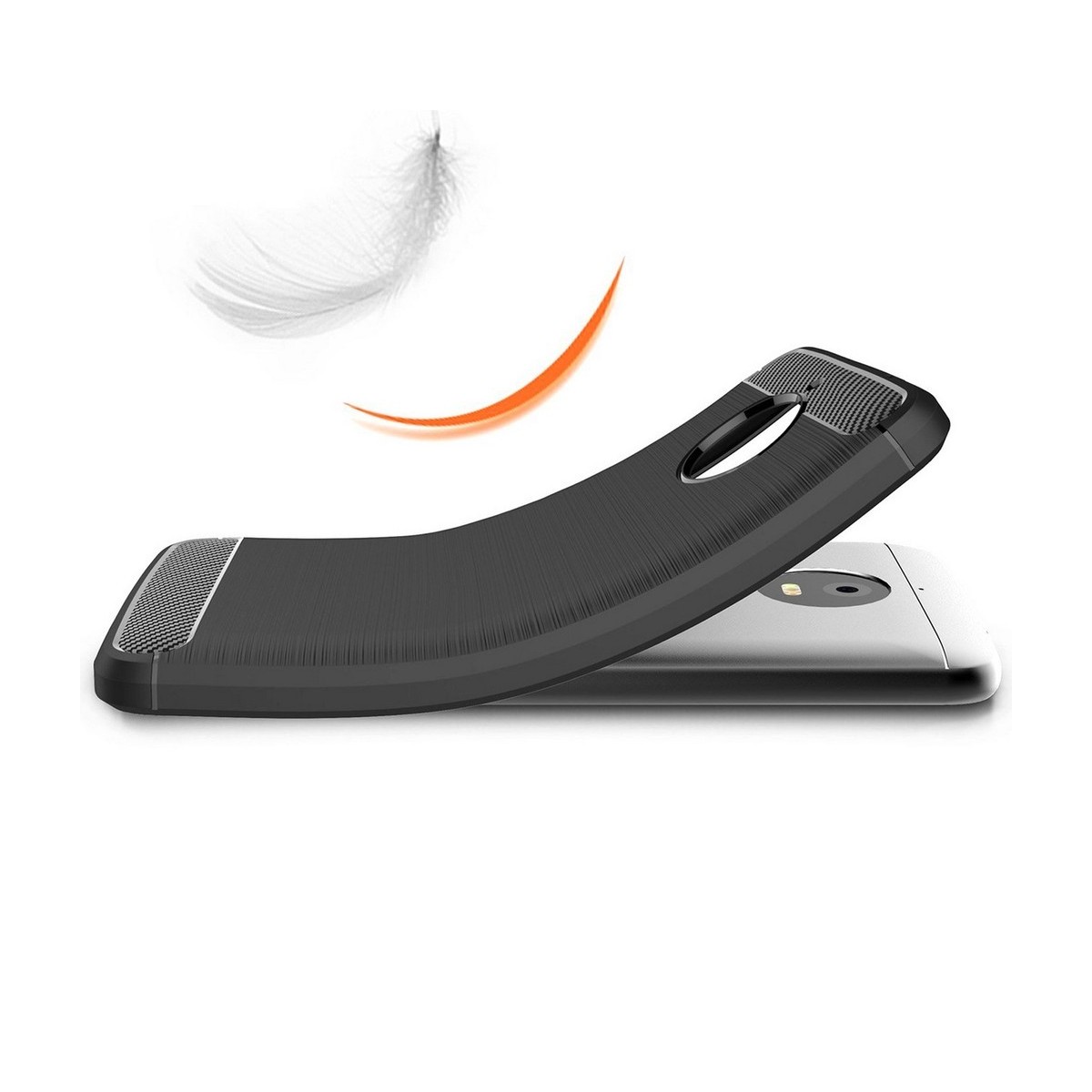 Funda Gel Tpu Tipo Carbon Negra para Motorola Moto E4 Plus