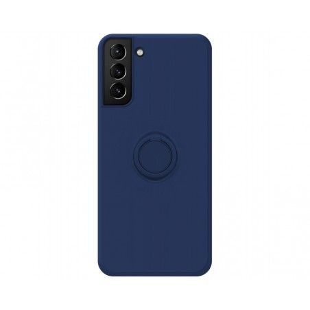 Funda Silicona Líquida Ultra Suave con Anillo para Samsung Galaxy S21+ Plus 5G color Azul