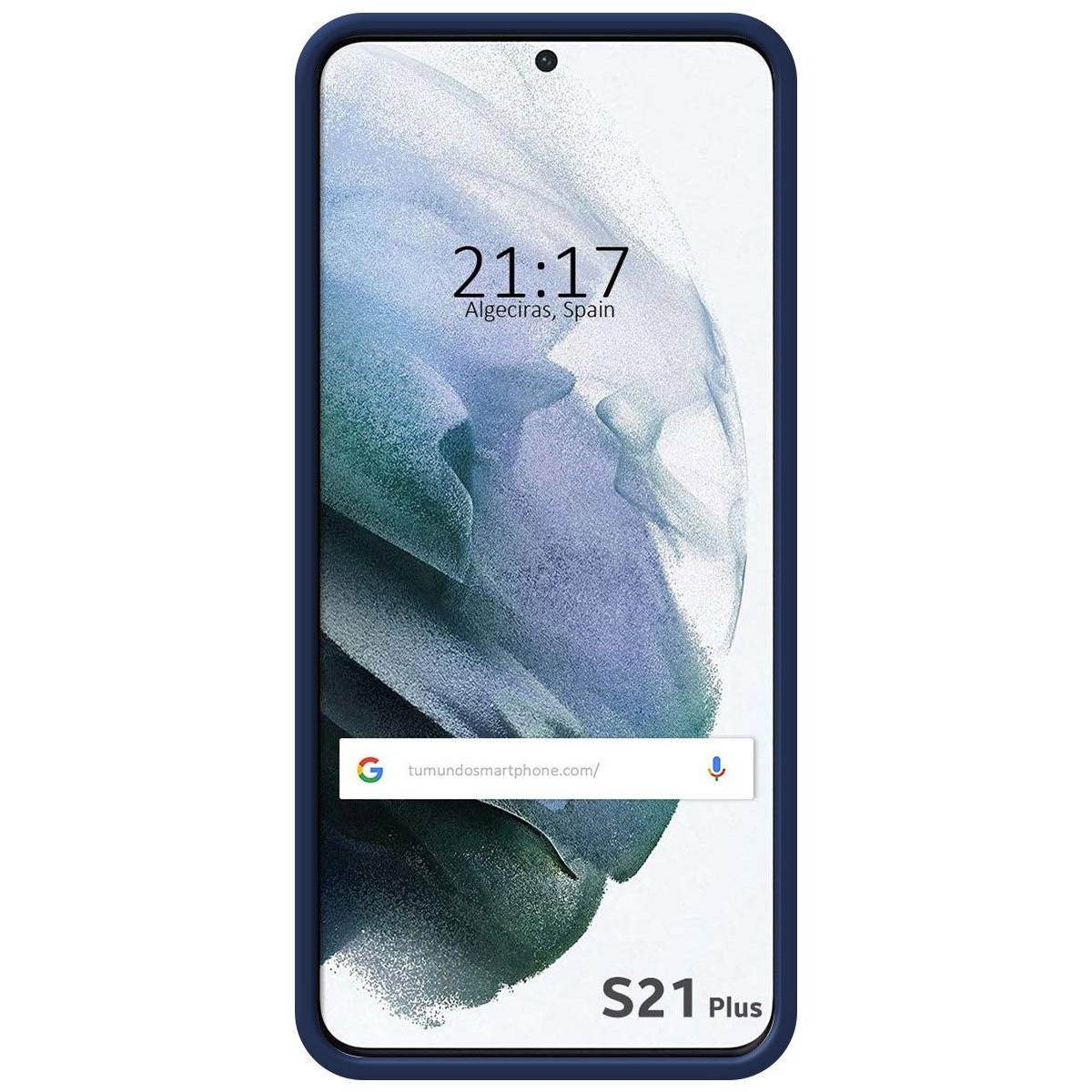Funda Silicona Líquida Ultra Suave con Anillo para Samsung Galaxy S21+ Plus 5G color Azul