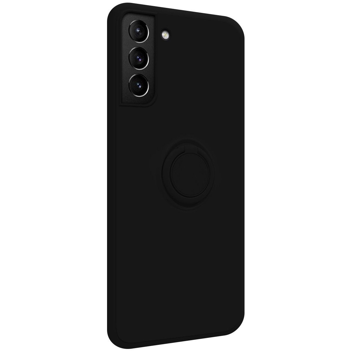 Funda Silicona Líquida Ultra Suave con Anillo para Samsung Galaxy S21+ Plus 5G color Negra