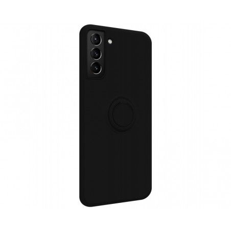 Funda Silicona Líquida Ultra Suave con Anillo para Samsung Galaxy S21+ Plus 5G color Negra