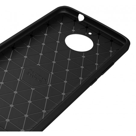 Funda Gel Tpu Tipo Carbon Negra para Motorola Moto E4 Plus