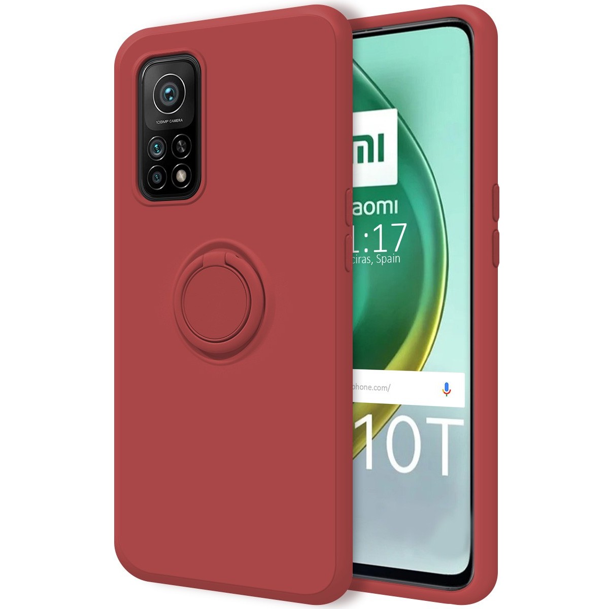 Funda Silicona Líquida Ultra Suave con Anillo para Xiaomi Mi 10T / MI 10T Pro color Rojo Coral