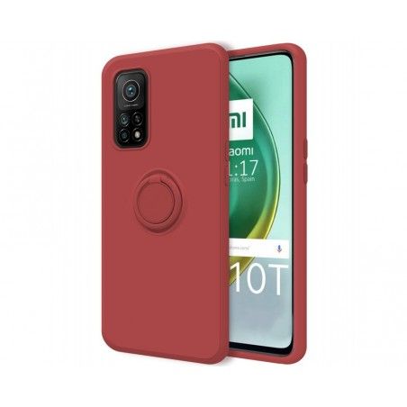 Funda Silicona Líquida Ultra Suave con Anillo para Xiaomi Mi 10T / MI 10T Pro color Rojo Coral