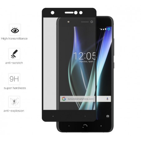 Protector Cristal Templado Frontal Completo Negro para Bq Aquaris X / X Pro Vidrio