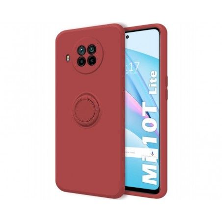 Funda Silicona Líquida Ultra Suave con Anillo para Xiaomi Mi 10T Lite color Rojo Coral