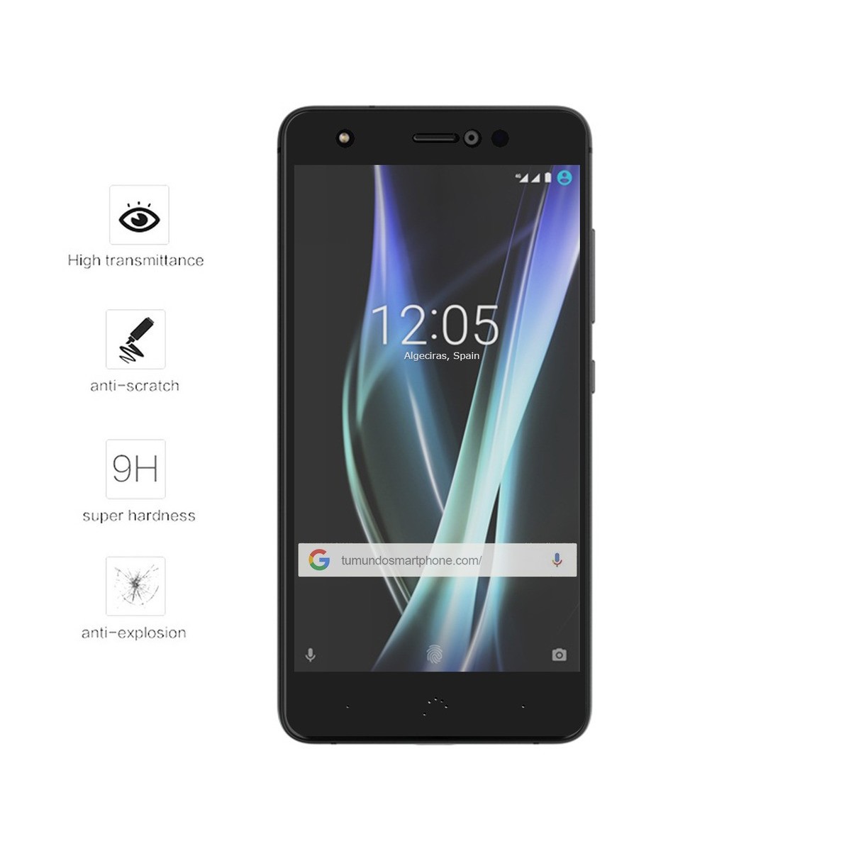 Protector Cristal Templado Frontal Completo Negro para Bq Aquaris X / X Pro Vidrio