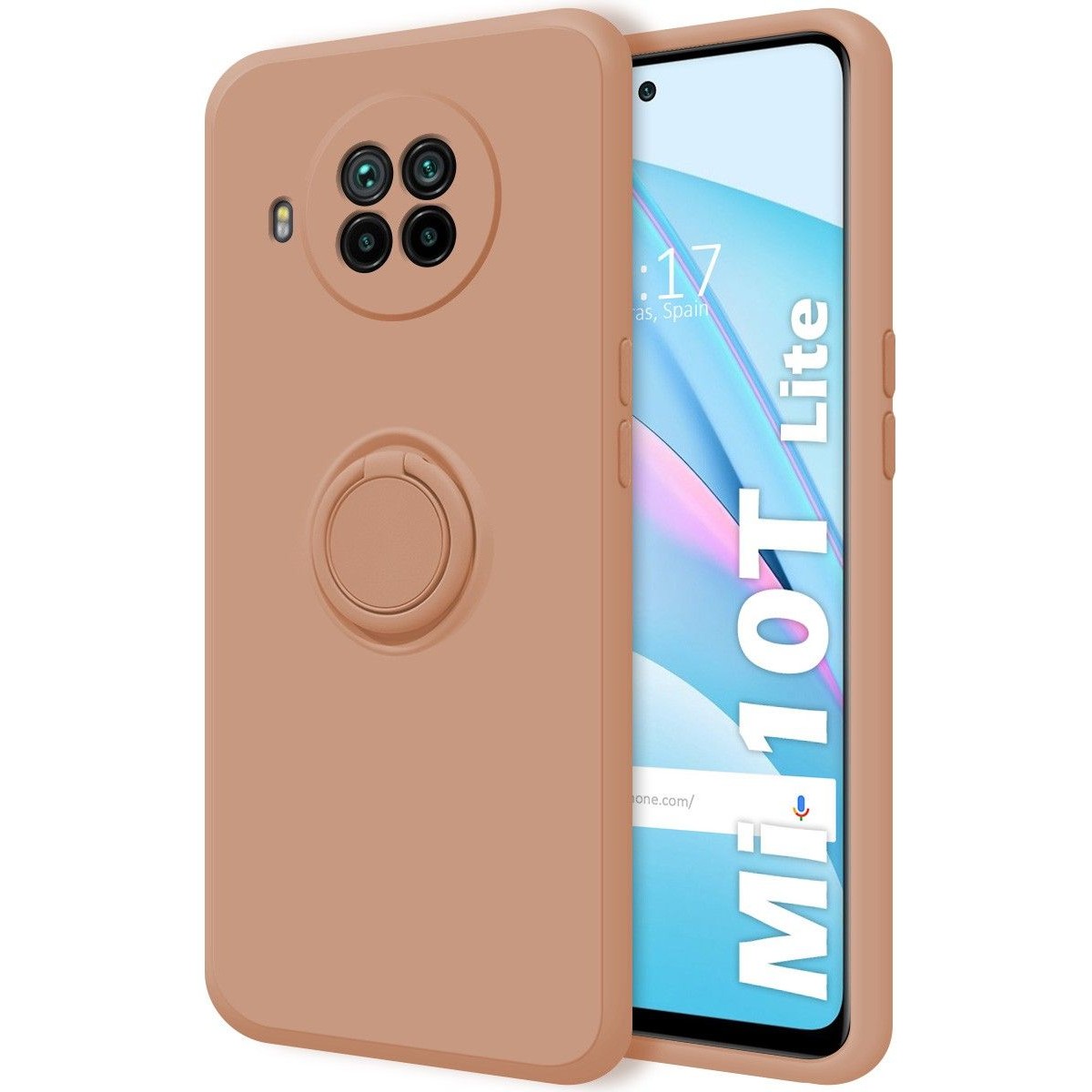 Funda Silicona Líquida Ultra Suave con Anillo para Xiaomi Mi 10T Lite color Rosa