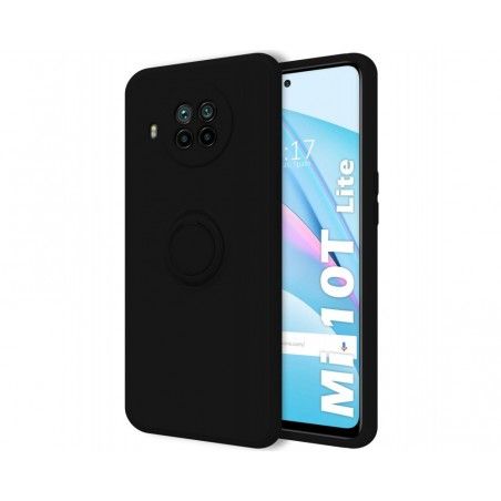 Funda Silicona Líquida Ultra Suave con Anillo para Xiaomi Mi 10T Lite color Negra