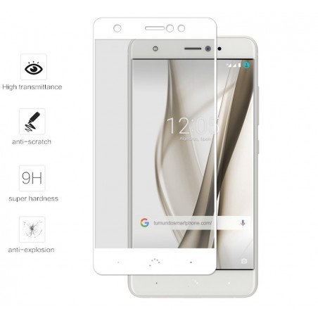Protector Cristal Templado Frontal Completo Blanco para Bq Aquaris X / X Pro Vidrio