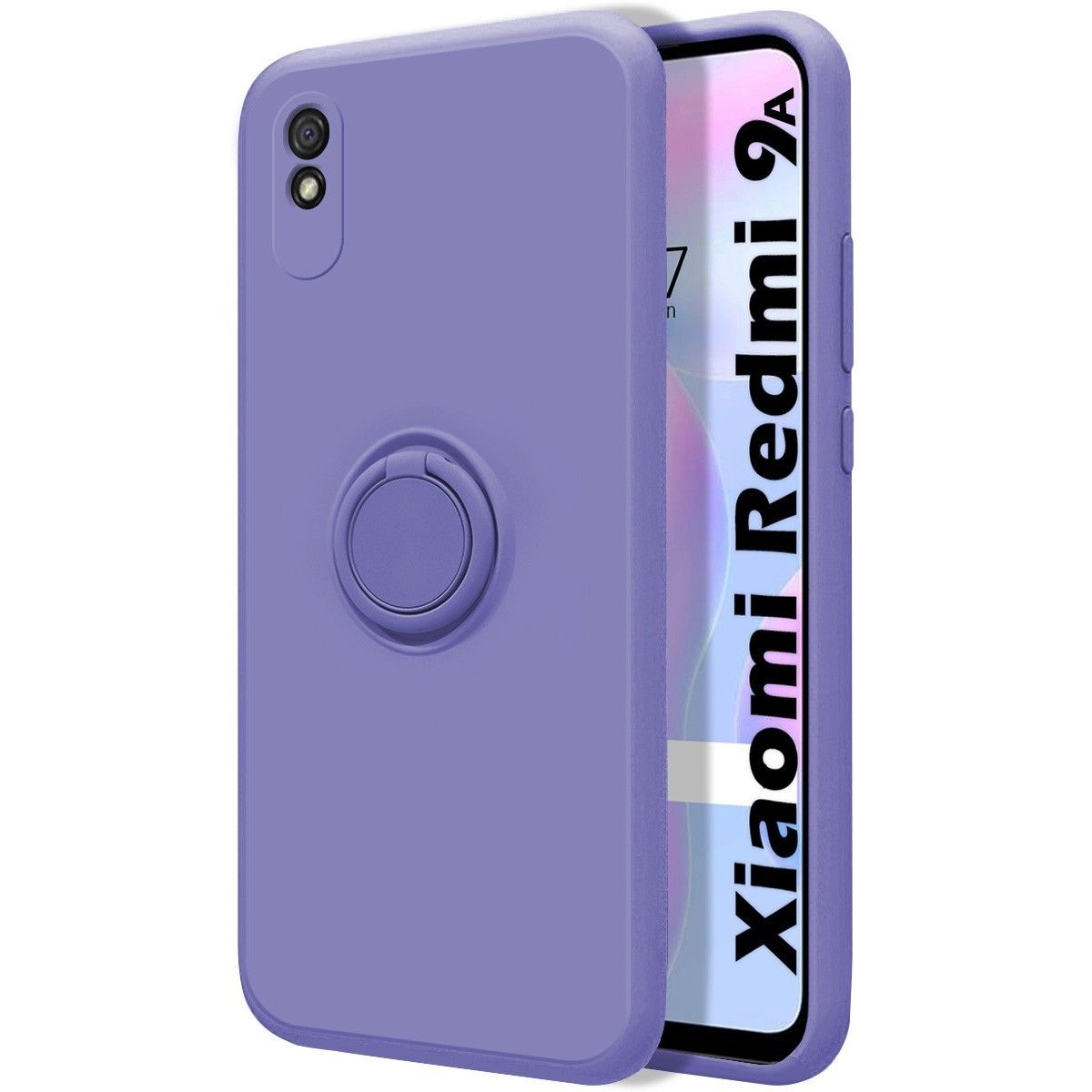 Funda Silicona Líquida Ultra Suave con Anillo para Xiaomi Redmi 9A / 9AT color Morada
