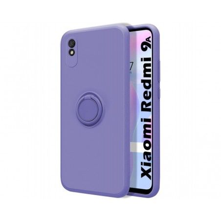 Funda Silicona Líquida Ultra Suave con Anillo para Xiaomi Redmi 9A / 9AT color Morada