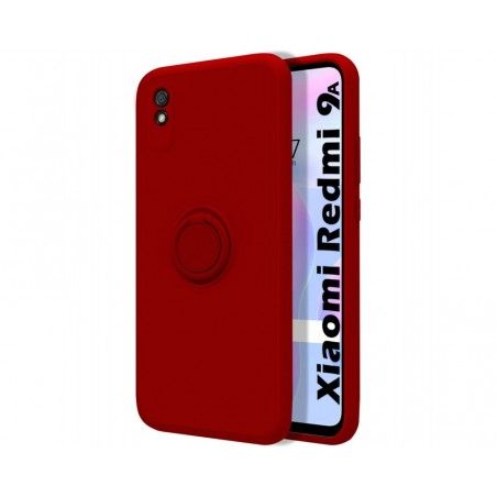 Funda Silicona Líquida Ultra Suave con Anillo para Xiaomi Redmi 9A / 9AT color Roja