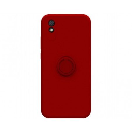 Funda Silicona Líquida Ultra Suave con Anillo para Xiaomi Redmi 9A / 9AT color Roja