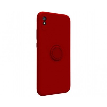 Funda Silicona Líquida Ultra Suave con Anillo para Xiaomi Redmi 9A / 9AT color Roja