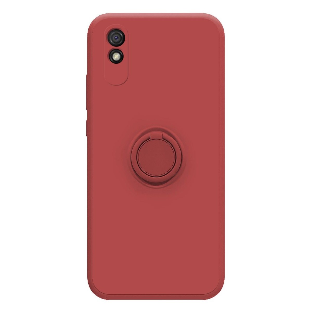 Funda Silicona Líquida Ultra Suave con Anillo para Xiaomi Redmi 9A / 9AT color Rojo Coral