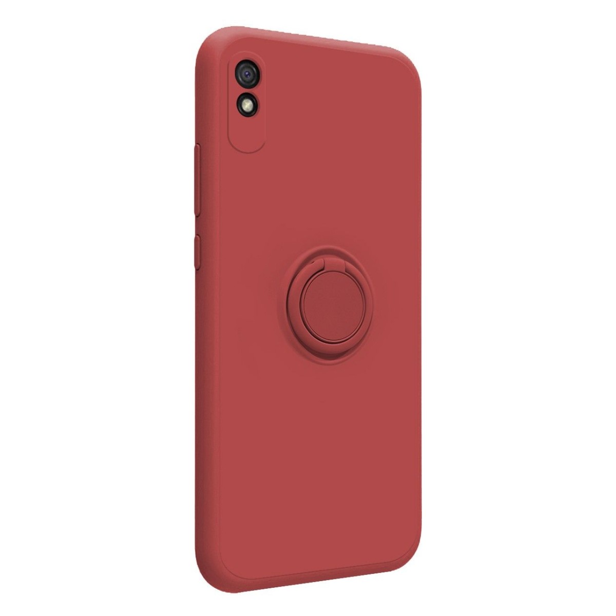 Funda Silicona Líquida Ultra Suave con Anillo para Xiaomi Redmi 9A / 9AT color Rojo Coral