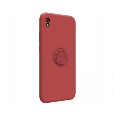 Funda Silicona Líquida Ultra Suave con Anillo para Xiaomi Redmi 9A / 9AT color Rojo Coral