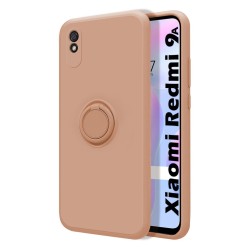Funda Silicona Líquida Ultra Suave con Anillo para Xiaomi Redmi 9A / 9AT color Rosa
