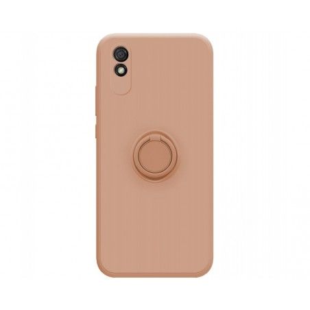 Funda Silicona Líquida Ultra Suave con Anillo para Xiaomi Redmi 9A / 9AT color Rosa