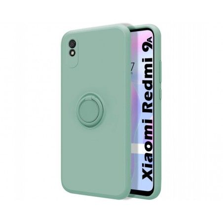 Funda Silicona Líquida Ultra Suave con Anillo para Xiaomi Redmi 9A / 9AT color Verde
