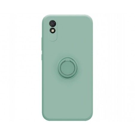 Funda Silicona Líquida Ultra Suave con Anillo para Xiaomi Redmi 9A / 9AT color Verde