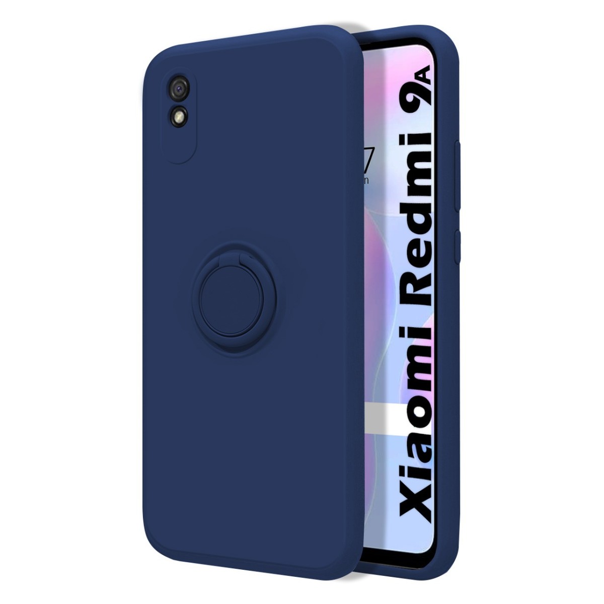 Funda Silicona Líquida Ultra Suave con Anillo para Xiaomi Redmi 9A / 9AT color Azul