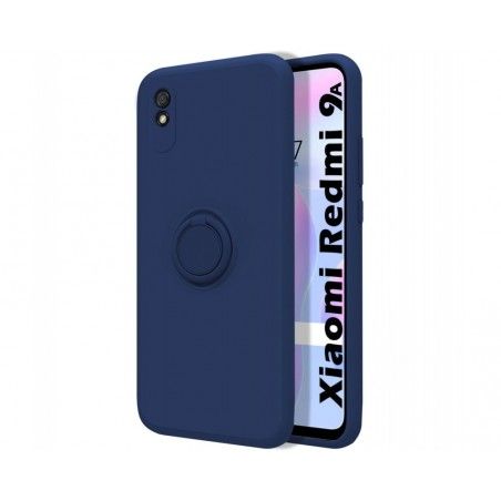 Funda Silicona Líquida Ultra Suave con Anillo para Xiaomi Redmi 9A / 9AT color Azul