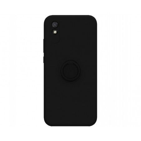 Funda Silicona Líquida Ultra Suave con Anillo para Xiaomi Redmi 9A / 9AT color Negra