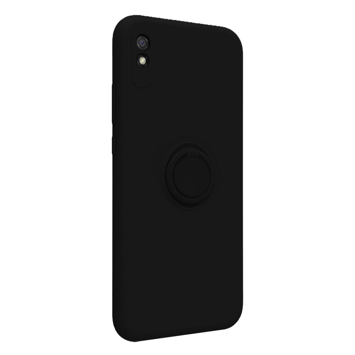 Funda Silicona Líquida Ultra Suave con Anillo para Xiaomi Redmi 9A / 9AT color Negra