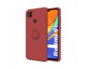 Funda Silicona Líquida Ultra Suave con Anillo para Xiaomi Redmi 9C color Rojo Coral