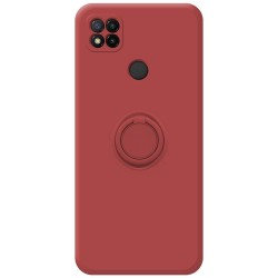 Funda Silicona Líquida Ultra Suave con Anillo para Xiaomi Redmi 9C color Rojo Coral 2