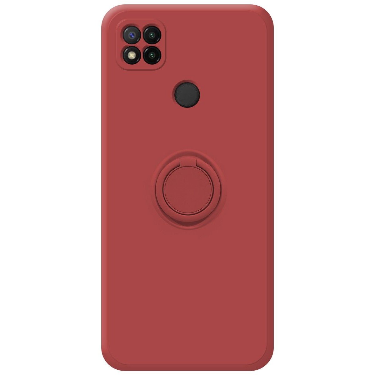 Funda Silicona Líquida Ultra Suave con Anillo para Xiaomi Redmi 9C color Rojo Coral