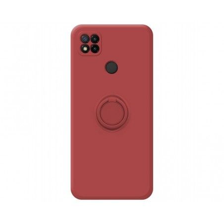 Funda Silicona Líquida Ultra Suave con Anillo para Xiaomi Redmi 9C color Rojo Coral