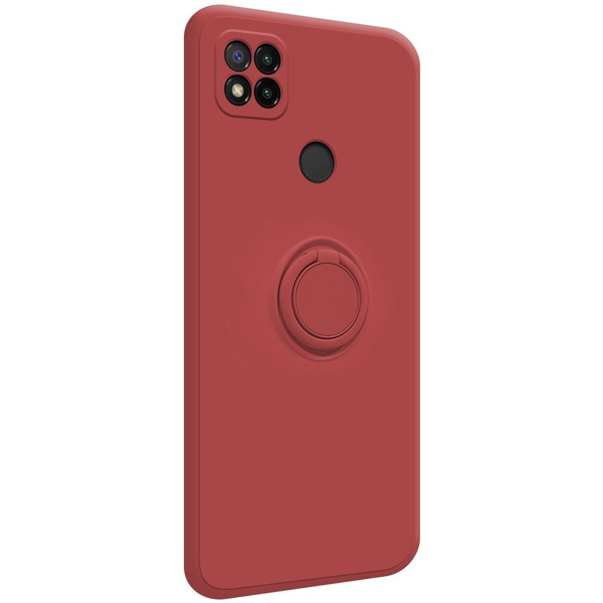 Funda Silicona Líquida Ultra Suave con Anillo para Xiaomi Redmi 9C color Rojo Coral