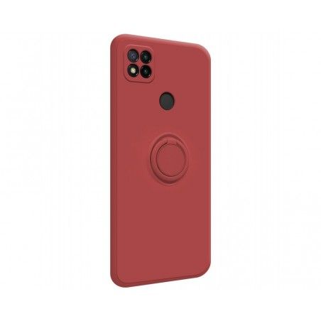 Funda Silicona Líquida Ultra Suave con Anillo para Xiaomi Redmi 9C color Rojo Coral