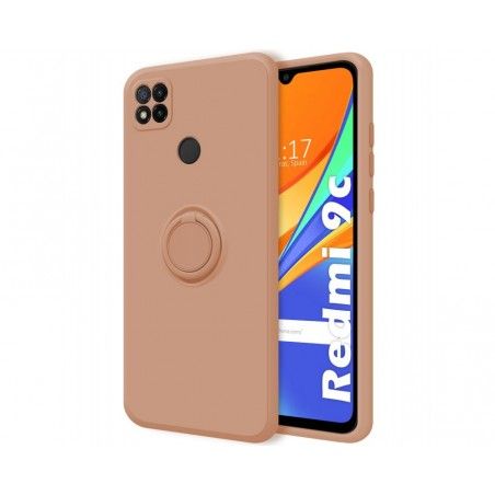 Funda Silicona Líquida Ultra Suave con Anillo para Xiaomi Redmi 9C color Rosa