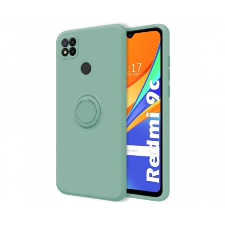 Funda Silicona Líquida Ultra Suave con Anillo para Xiaomi Redmi 9C color Verde