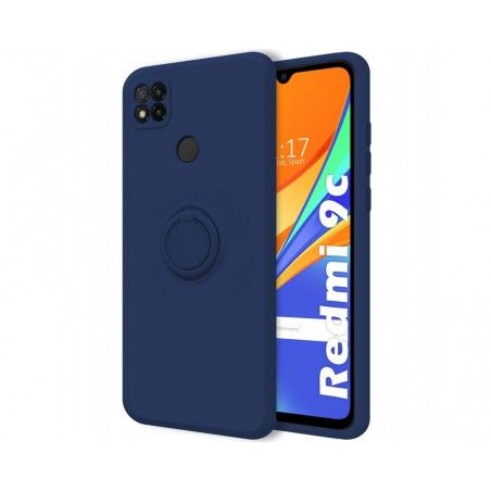 Funda Silicona Líquida Ultra Suave con Anillo para Xiaomi Redmi 9C color Azul