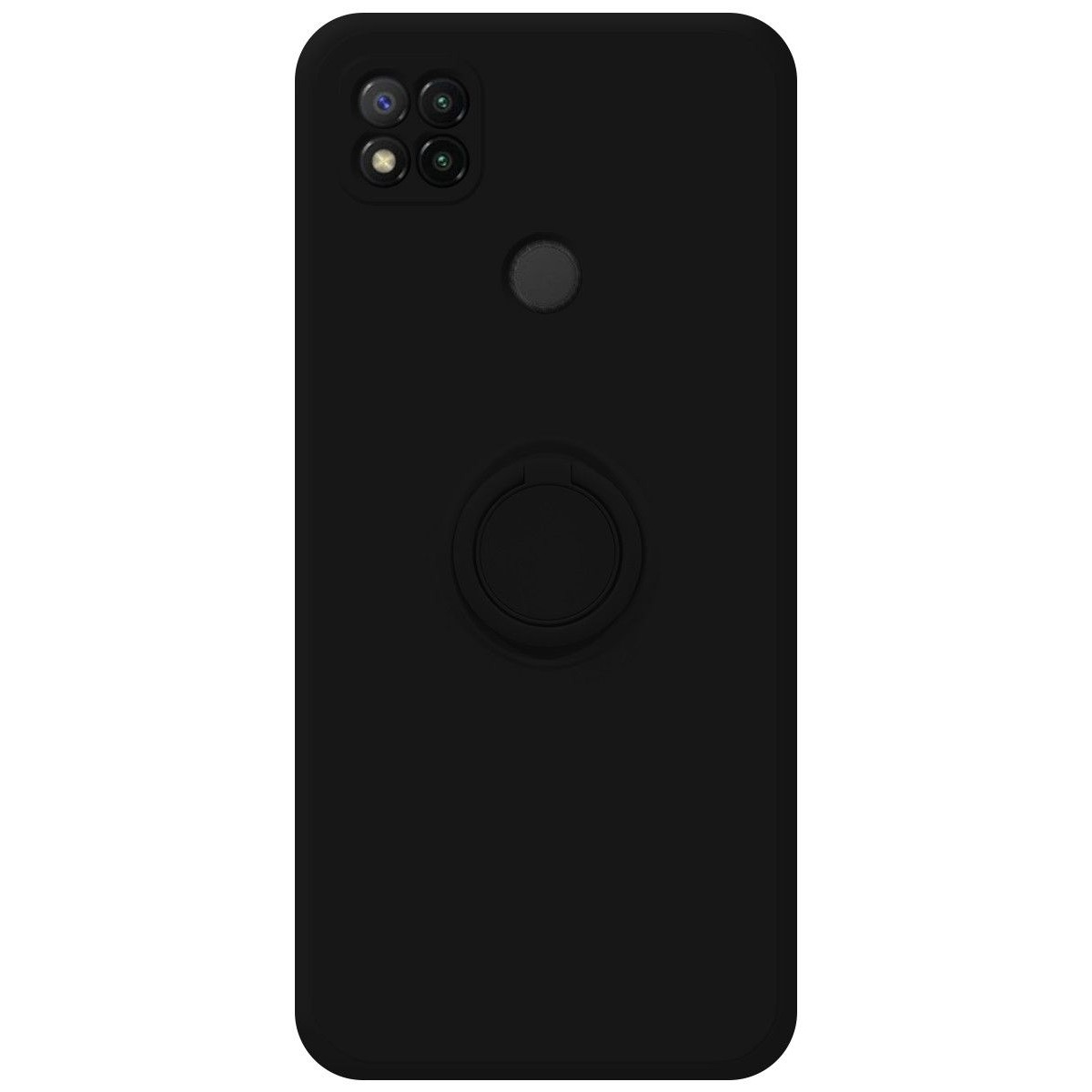 Funda Silicona Líquida Ultra Suave con Anillo para Xiaomi Redmi 9C color Negra