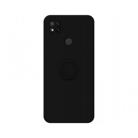 Funda Silicona Líquida Ultra Suave con Anillo para Xiaomi Redmi 9C color Negra