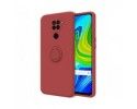 Funda Silicona Líquida Ultra Suave con Anillo para Xiaomi Redmi Note 9 color Rojo Coral