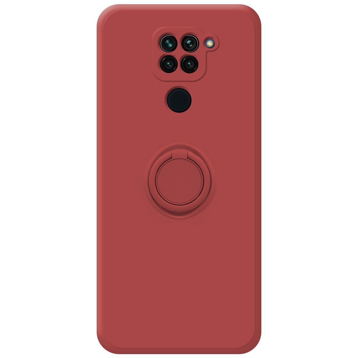 Funda Silicona Líquida Ultra Suave con Anillo para Xiaomi Redmi Note 9 color Rojo Coral