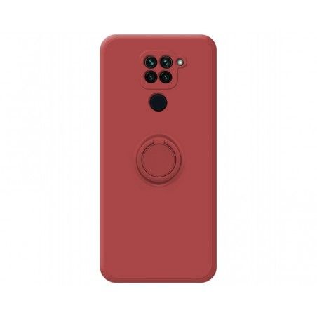Funda Silicona Líquida Ultra Suave con Anillo para Xiaomi Redmi Note 9 color Rojo Coral