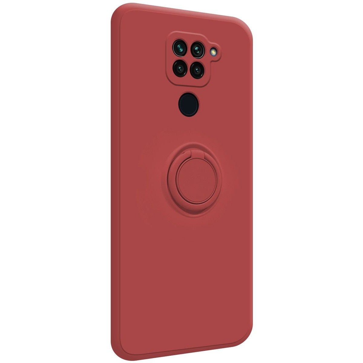 Funda Silicona Líquida Ultra Suave con Anillo para Xiaomi Redmi Note 9 color Rojo Coral