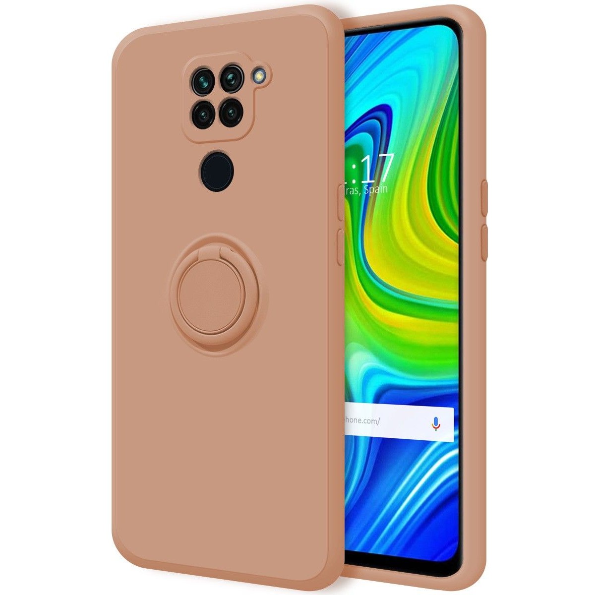 Funda Silicona Líquida Ultra Suave con Anillo para Xiaomi Redmi Note 9 color Rosa