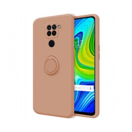 Funda Silicona Líquida Ultra Suave con Anillo para Xiaomi Redmi Note 9 color Rosa