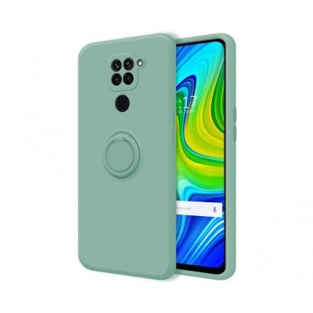 Funda Silicona Líquida Ultra Suave con Anillo para Xiaomi Redmi Note 9 color Verde