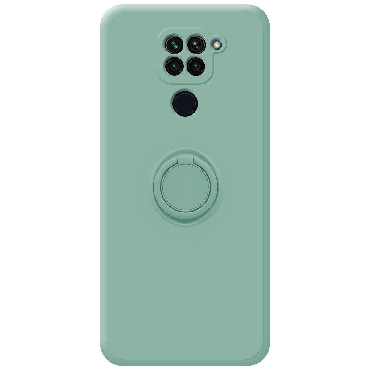 Funda Silicona Líquida Ultra Suave con Anillo para Xiaomi Redmi Note 9 color Verde
